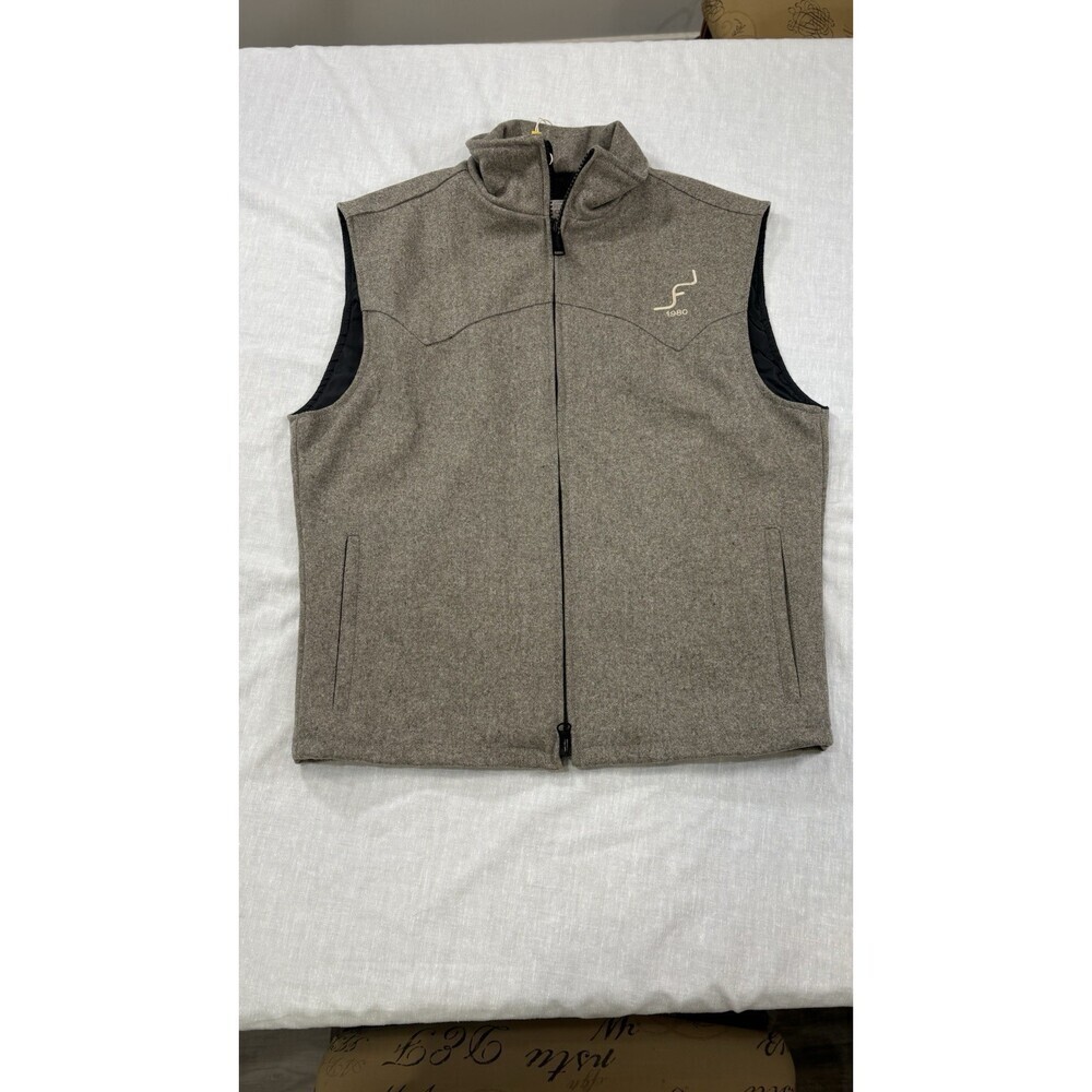 Schaefer Outfitter Arena Vest Men's Small Brown  Wool Yoke Zip Lined Ft Worth